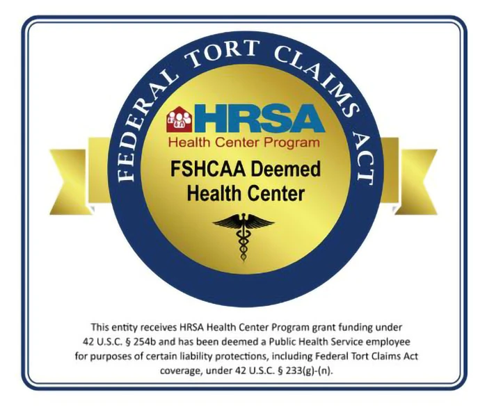 HRSA Health Center Program Federal Tort Claims Act (FTCA) deemed health center seal